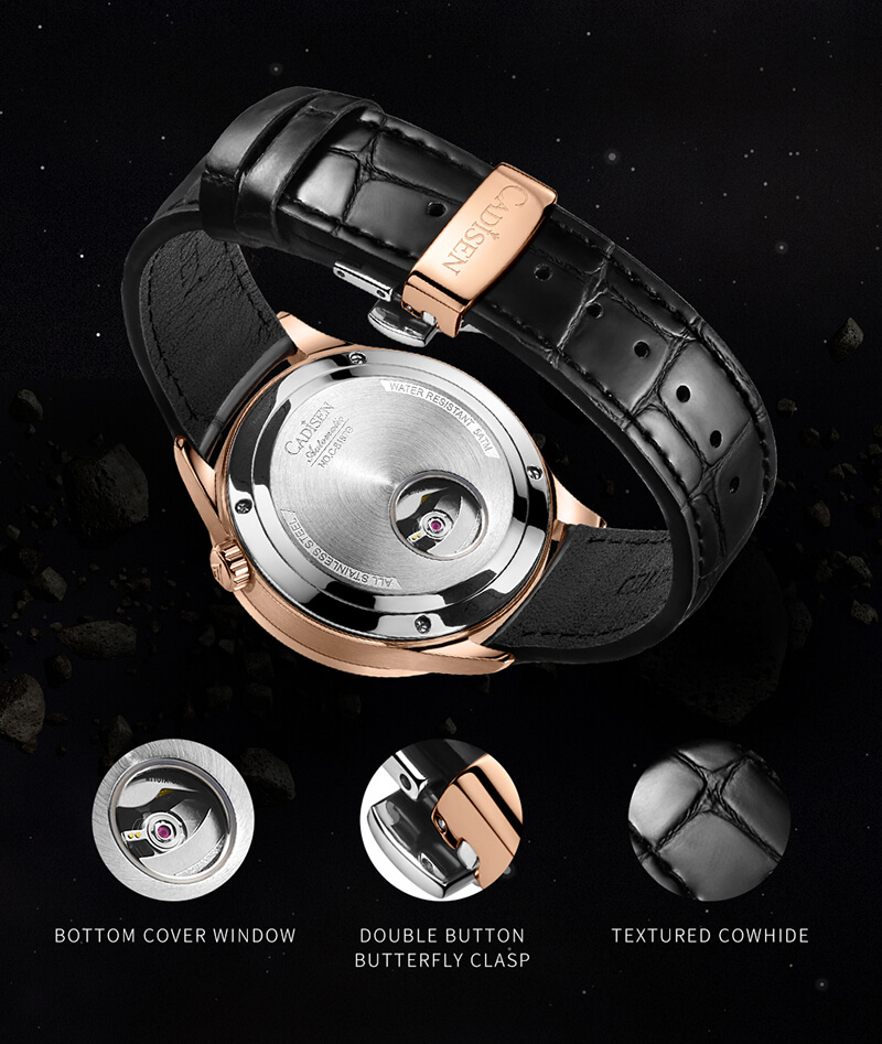 Đồng Hồ Nam Cadisen C8187G Chính Hãng Full Box Chống Nước Kính Chống Xước Dây Da BH 2 Năm Máy Cơ