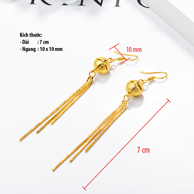 Bông tai nữ mạ 18k dáng dài kiểu Cẩm tú cầu T1