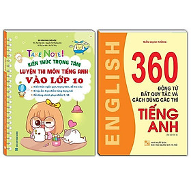 Sách - Take Note! Kiến Thức Luyện Thi Môn Tiếng Anh Vào Lớp 10 - Không Lò Xo + 360 Động Từ Bất Quy Tắc - Bản Trắng Đen - Minh Thắng