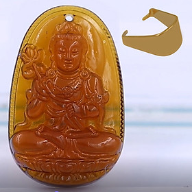 [Tuổi Ngọ] Mặt Dây Chuyền Phật Đại Thế Chí Bồ Tát Đá Pha Lê Trà Size Nhỏ 3.6cm - Tặng Kèm Móc Inox - Phong Thủy 868 - May Mắn - Bình An
