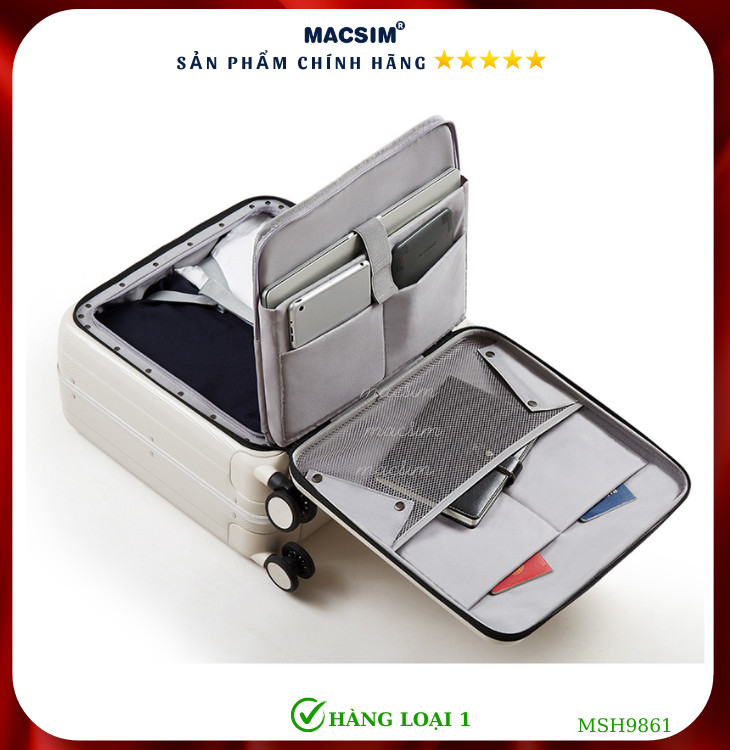 Vali cao cấp Macsim Hanke MSH9861 size 18 inch hàng loại 1 màu trắng