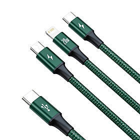 Cáp sạc nhanh PD20W Baseus Rapid kết nối Type-C to iPhone/Type-C/Micro dây dù siêu bền dài 150CM cho Smartphone ( 2 màu ) - Hàng chính hãng