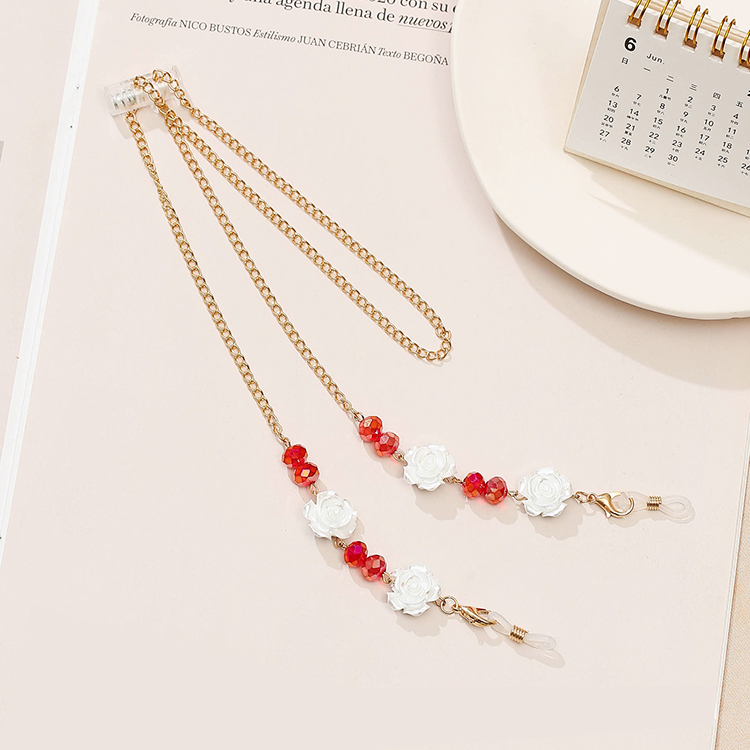 Dây đeo gọng kính hoa hồng Hàn Quốc hạt cườm ấn tượng dây đeo khẩu trang đeo airpod chống rơi rớt tiện lợi đa năng thông minh