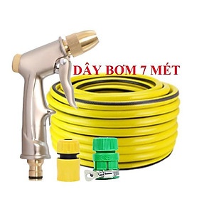 Bộ dây vòi xịt nước rửa xe, tưới cây . tăng áp 3 lần, loại 7m, 10m 206701-1 đầu đồng,cút,nối vàng + tặng đai