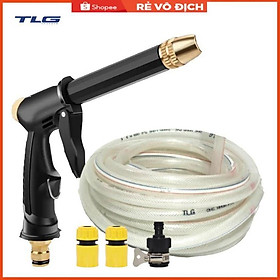 Bộ dây và vòi xịt rửa xe tưới cây tăng áp,vòi xịt rửa,vòi tưới cây 810-2498-1 (dây trắng- cút nối đen)