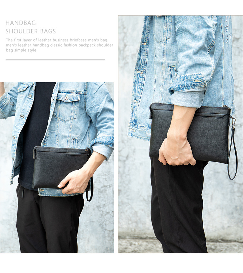 Clutch da thật - Ví cầm tay nam da bò BHM8697