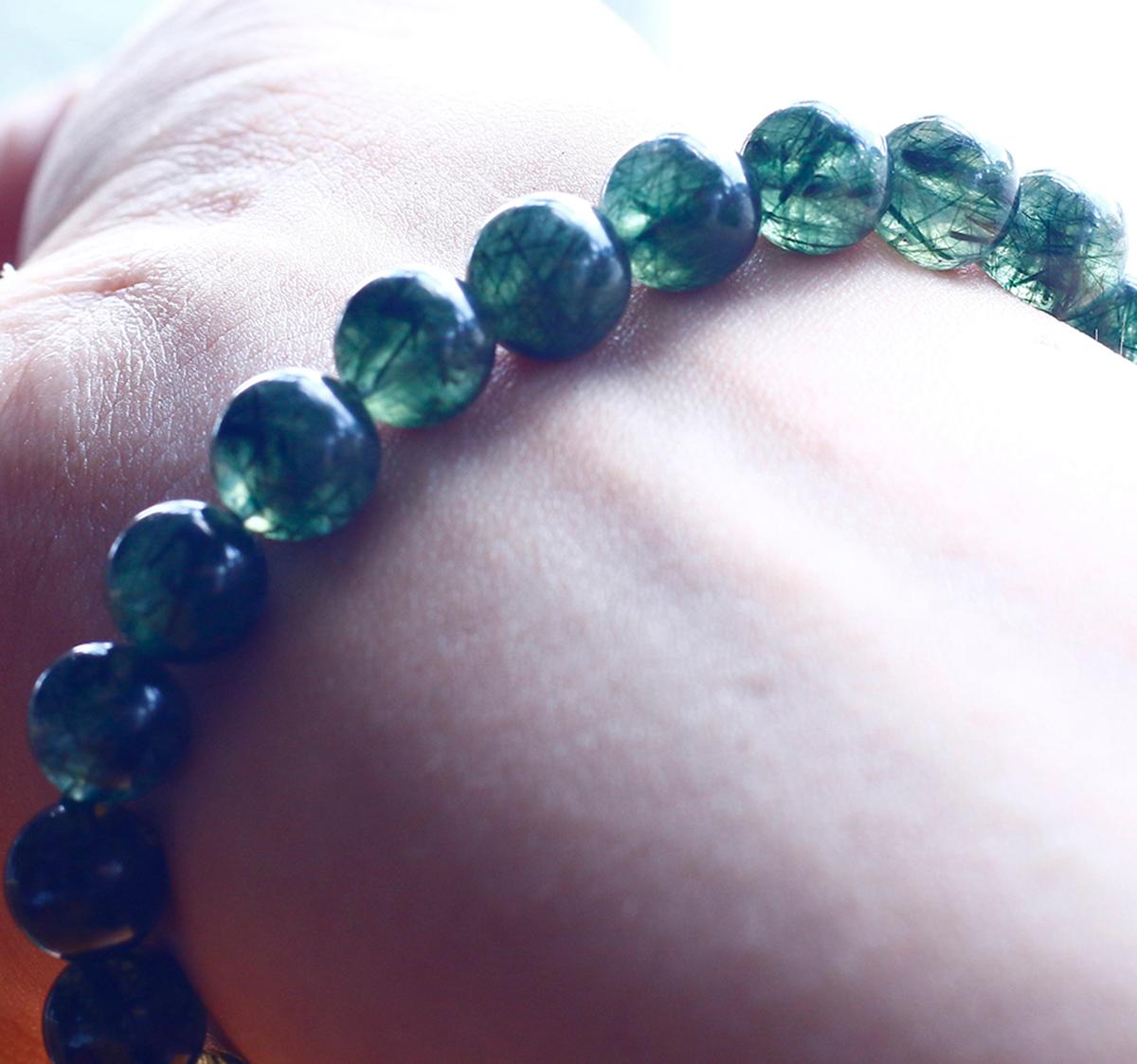 Vòng tay đá thạch anh tóc xanh mệnh hỏa, mộc - Ngọc Quý Gemstones