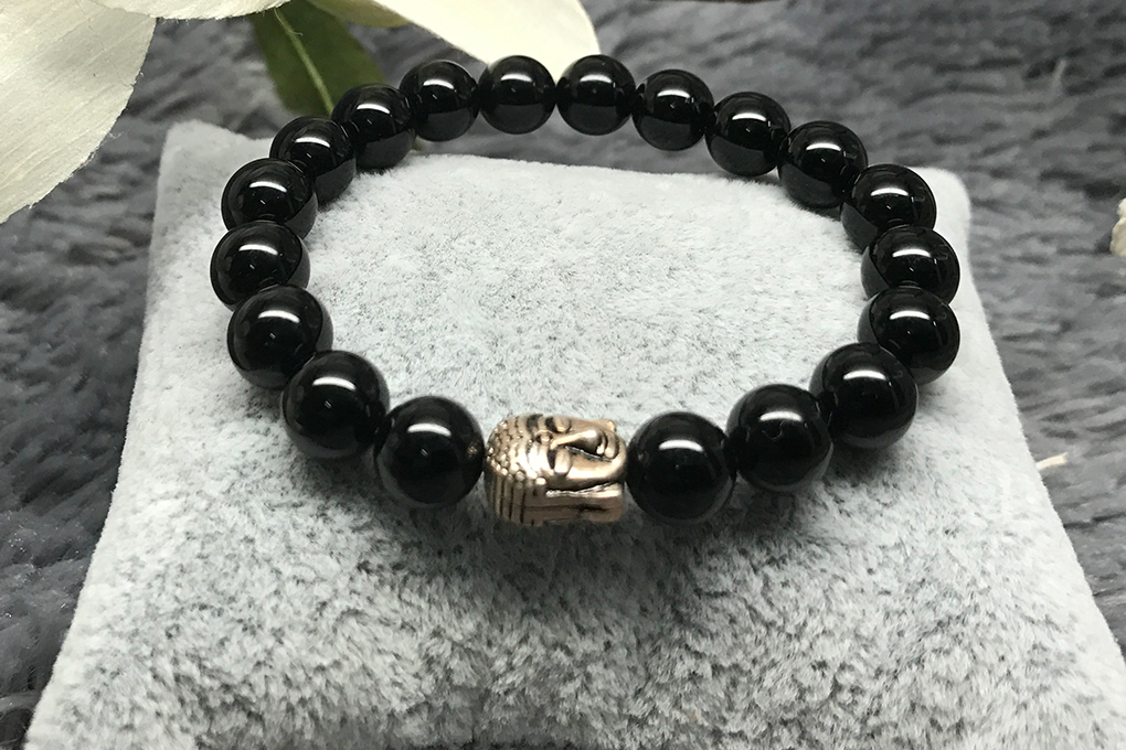Vòng Đá Thạch Anh Tóc Đen Mix Charm Phật Bạc Ngọc Quý Gemstones TA048 (12mm)