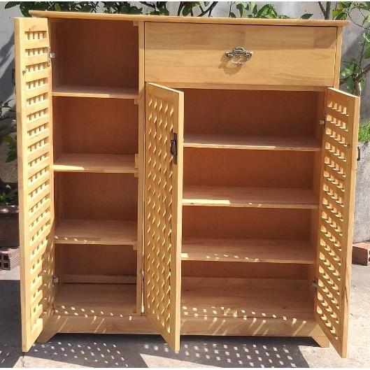 TỦ DÉP 100CM GỖ SỒI MÀU TỰ NHIÊN , tủ dày dép bằng gỗ , tủ dép 3 cánh