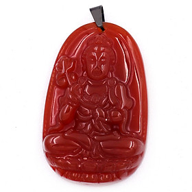 [Tuổi Ngọ] Mặt Dây Chuyền Phật Đại Thế Chí Bồ Tát Đá Mã Não Đỏ Size Nhỏ 3.6cm & Size Lớn 4.5cm - Tặng Kèm Móc Inox - Phong Thủy 868 - May Mắn - Bình An