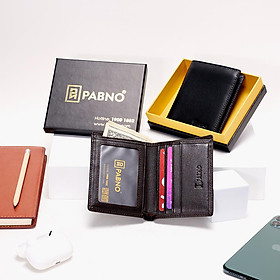 Ví da nam PABNO MINI VF69 Dáng Đứng In Logo Nổi Chính Hãng