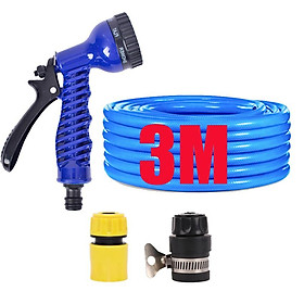Bộ dây tăng áp 3 lần vòi xịt nước rửa xe,tưới cây loại 3-5m (cút nhựa nối nhựa đen 713-2) 206843 