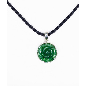 Mặt dây chuyền hoa mẫu đơn ngọc bích bọc bạc mệnh hỏa, mộc - Ngọc Quý Gemstones