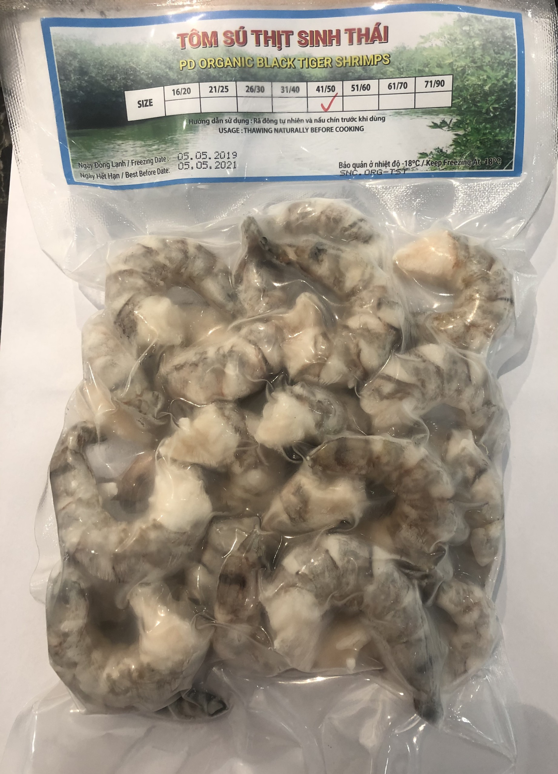 Tôm sú thịt sinh thái Seaprodex kích cỡ 41/50-250gr.