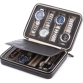 Hộp Đựng Đồng Hồ Du Lịch 8 Ngăn Kiểu Ví Da - Mã 108