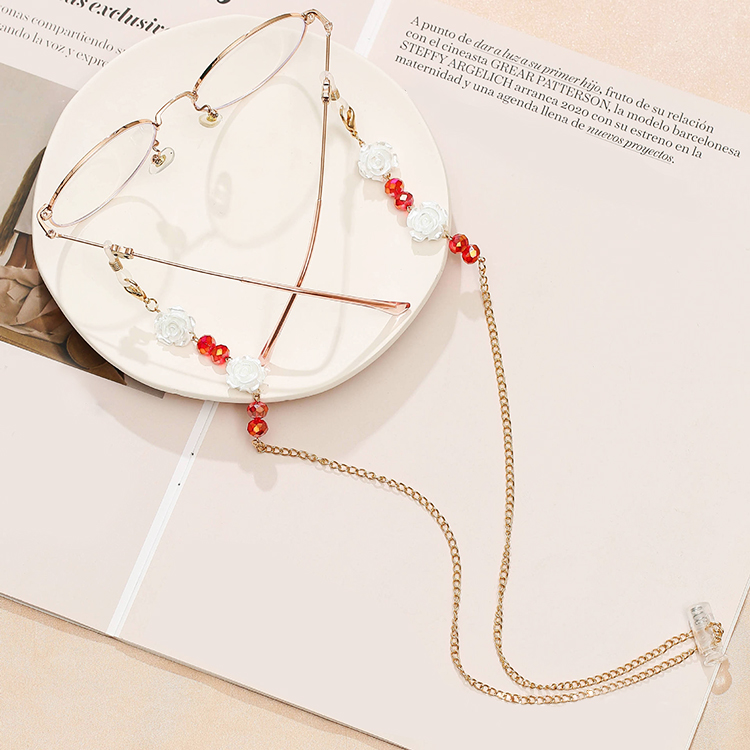 Dây đeo gọng kính hoa hồng Hàn Quốc hạt cườm ấn tượng dây đeo khẩu trang đeo airpod chống rơi rớt tiện lợi đa năng thông minh