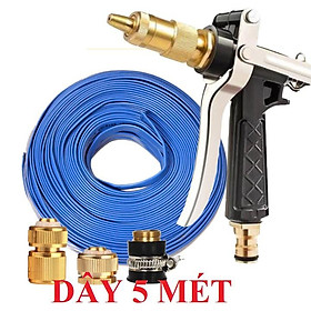 Bộ dây vòi xịt nước rửa xe, tưới cây . tăng áp 3 lần, loại 3m, 5m 206236Uđầu đồng, cút đồng+ tặng túi đựng bút