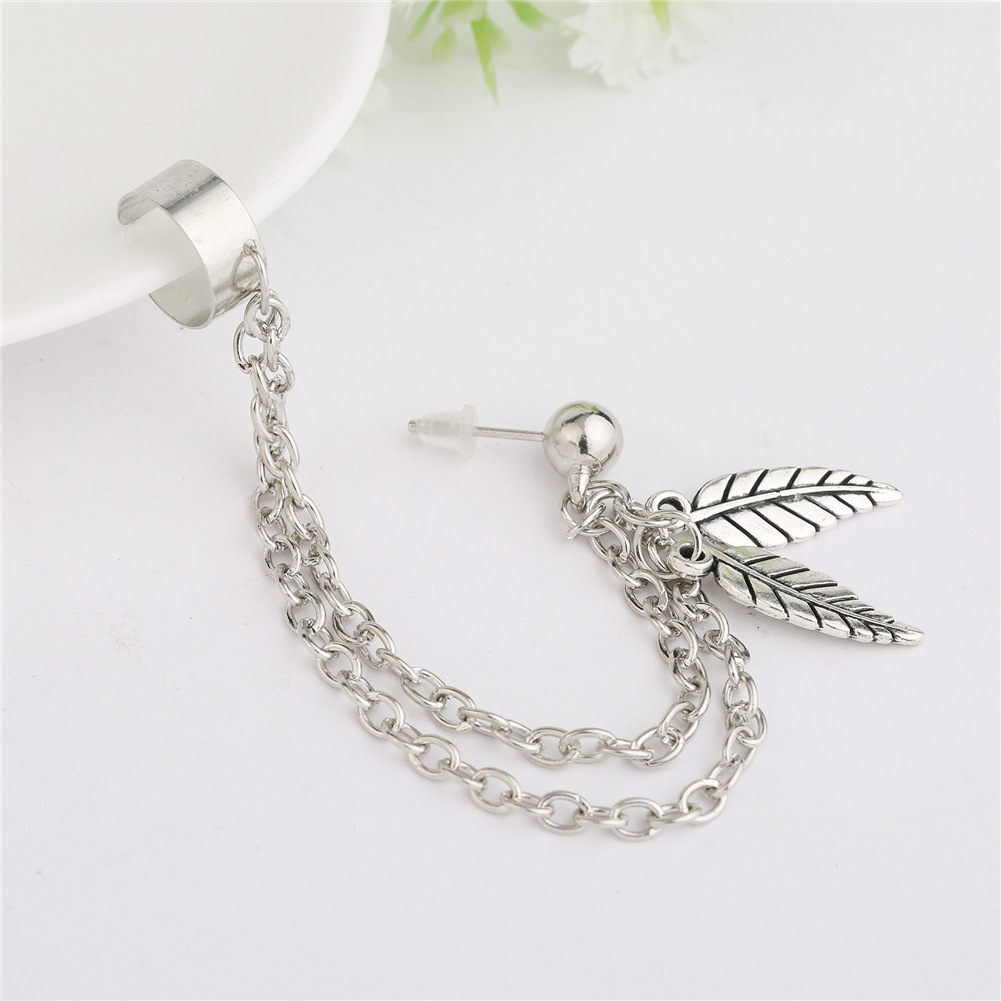 Bông tai unisex phong cách đường phố họa tiết leaf bắt mắt