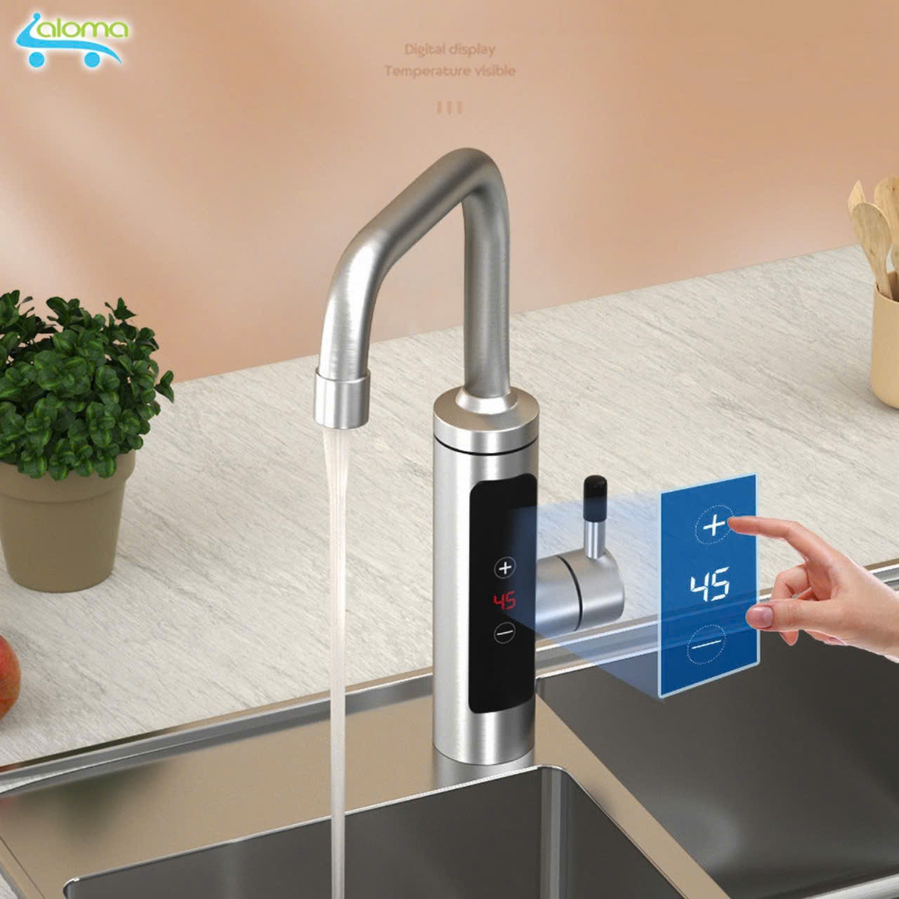 (CÓ CHỈNH NHIỆT ĐỘ) máy nước nóng trực tiếp tại vòi, tặng ổ cắm chống giật