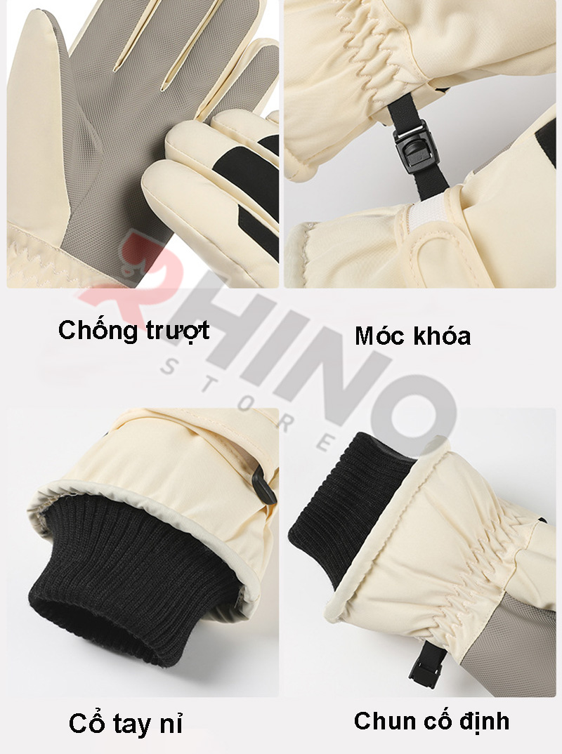 Găng tay chống gió lạnh Rhino G905 lót lông cừu nam nữ cảm ứng điện thoại