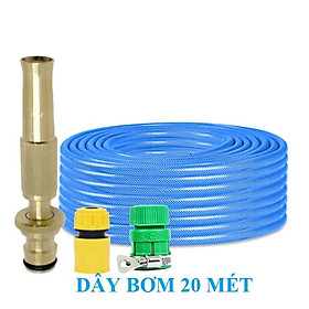 Bộ dây vòi xịt nước rửa xe, tưới cây . tăng áp 3 lần, loại 20m 206587 cút sập,nối vàng + tặng mở chai