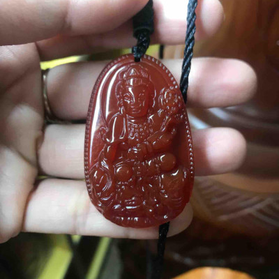 MẶT DÂY CHUYỀN  PHẬT PHỔ HIỀN ĐÁ MÃ NÃO ĐỎ ĐỘ MỆNH CHO  NAM TUỔI THÌN TỴ MẠNG HOẢ THỔ