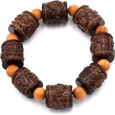 Vòng tay chuỗi hạt trụ rồng gỗ đàn hương TRNT5