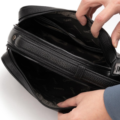 Ví Cầm Tay Túi Xách Da Nam GENCE RB10 Da Bò Khóa Vân Tay Cao Cấp Màu Đen