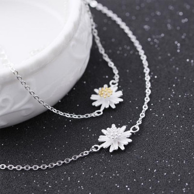 Lắc tay hoa cúc nhỏ bạc s925 xinh xắn