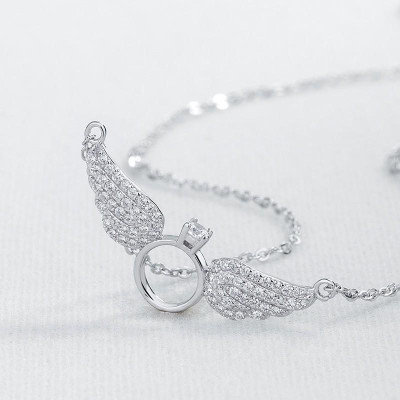 Dây chuyền bạc 925 cánh thiên thần dễ thương long lanh lấp lánh Dế Bạc - D4411
