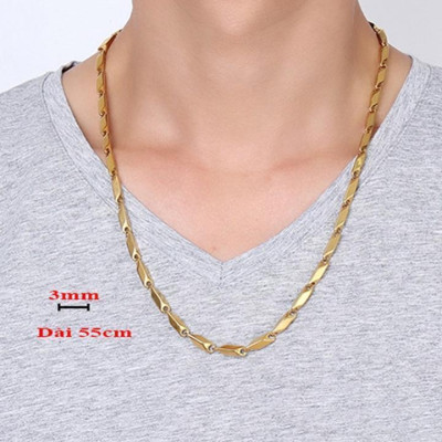 Dây chuyền nam titan cao cấp sang trọng inox thép không gỉ hỏa tiển trangsucpt kích cỡ 3mm PTDCNA31