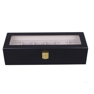Hộp Đồng Hồ 6 Ngăn SAIKE SAIKE S602 Vỏ Gỗ Sơn Phủ Màu Đen