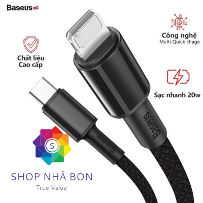 Cáp sạc Baseus PD20W Baseus High Density kết nối Type-C sang iPhone dài 100CM ( 3 màu ) - Hàng chính hãng