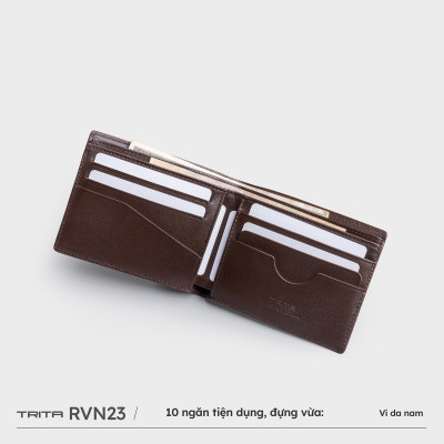 Ví nam da bò Trita ( Thời trang nam dáng ngang basic - Ví da RVN23 )