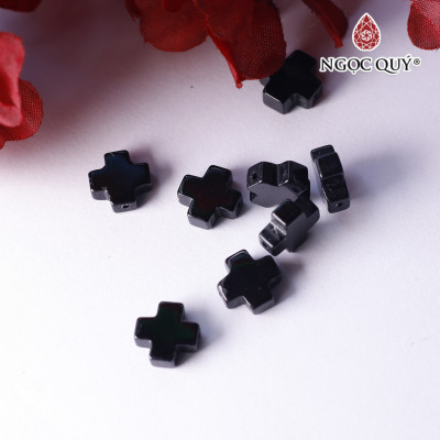 Chữ thập đá obsidian mệnh thủy , kim - Ngọc Quý Gemstones