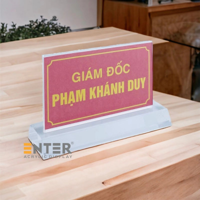 Kệ mica 2 mặt Enter E17A LR 8.5x15cm, đế 5.5x17cm dày 20mm vát 2 cạnh