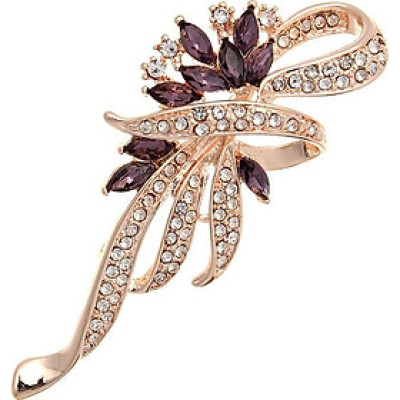 Trâm Cài Áo Chùm Hoa Lá Đính Đá Sapphire Dịu Dàng Nữ Quí Phái