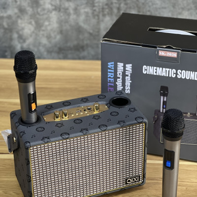 Loa Bluetooth Karaoke  QIXI SK-2036 , Tặng Kèm 2 Micro Không Dây Cao Cấp , Hát Karaoke Nghe Nhạc Bass mạnh -Hàng Chính Hãng