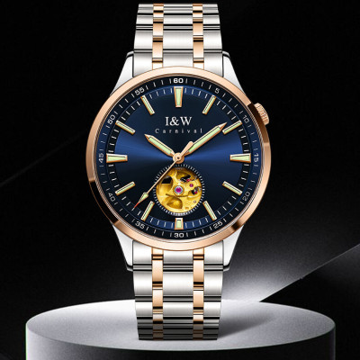 Đồng hồ nam chính hãng IW CARNIVAL IW590G-2 Kính sapphire ,chống xước,Chống nước ,Bảo hành 24 tháng,Máy cơ (Automatic),Dây kim loại thép không gỉ 316L,thiết kế lộ cơ