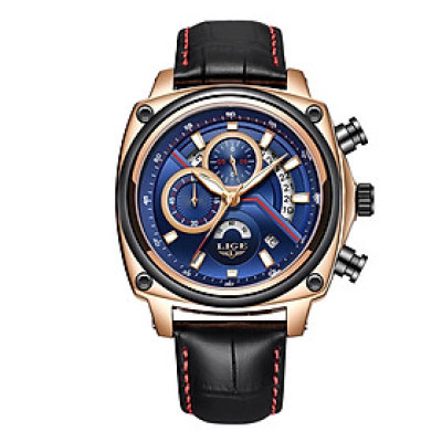 Đồng hồ nam LIGE 9891 Quartz thời trang sang trọng,thể thao  bằng da không thấm nước