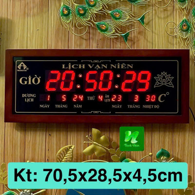 Đồng hồ LED LỊCH VẠN NIÊN khung gỗ TRỌNG TÍN MH8039 size 72x5x30cm đẹp sang trọng bền bỉ