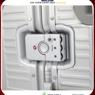 Vali hợp kim nhôm cao cấp Macsim MSLV1803 cỡ 20 inches, 24inches màu bạc hàng loại 1