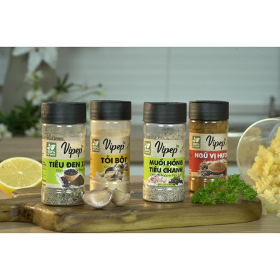 Muối Hồng Tiêu Chanh Tự Nhiên Vipep Hũ Nhựa Tròn 70g