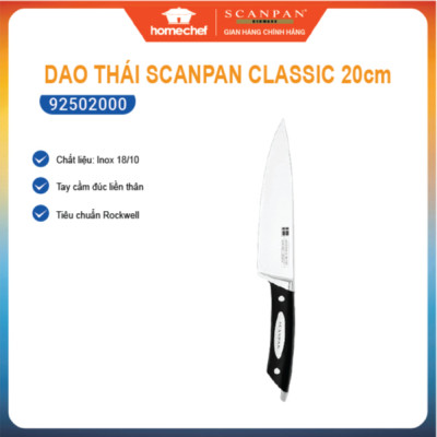 Dao thái thịt, dao thái rau củ quả đa năng Scanpan Classic 20cm 92502000, thép không gỉ cao cấp