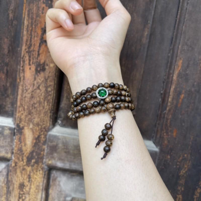 Vòng Tay Trầm Hương Sánh Chìm mix Charm Pan - quấn đeo tay 3-4 vòng