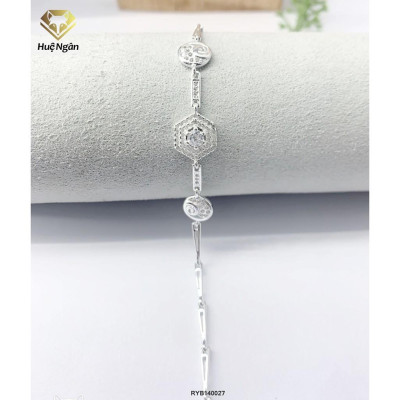 Lắc tay bạc 925 Huệ Ngân - Hình lục giác đính đá RYB140027