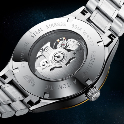 Đồng hồ nam chính hãng Kassaw K883-1 hàng mới 100% ,kính sapphire chống nước,chống xước,máy cơ (Automatic),dây kim loại thép không gỉ 316L ,kiểu dáng đơn giản ,size mặt to 42mm