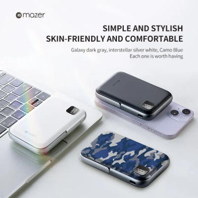 Pin Dự Phòng Không Dây MAZER MagAir16 10000mAh Smallest Có Nam Châm Từ Tính Đèn Tích Hợp Chân Đứng Bảo Hành 2 Năm Hàng Chính Hãng