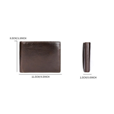 Ví ngang nam chống quét RFID cao cấp BHM1172 Chuẩn da bò thật. Mỏng gọn