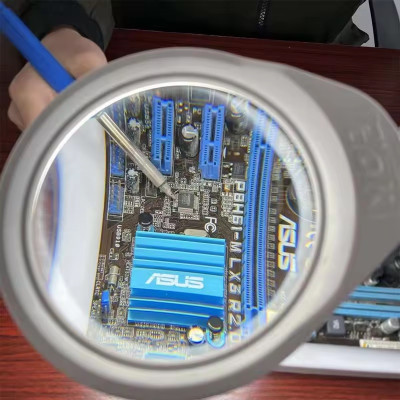 Kính lúp công nghiệp gắn bàn có đèn TERINO DE-27W (phóng đại 10X và 20X, Led, màu trắng) - Hàng chính hãng